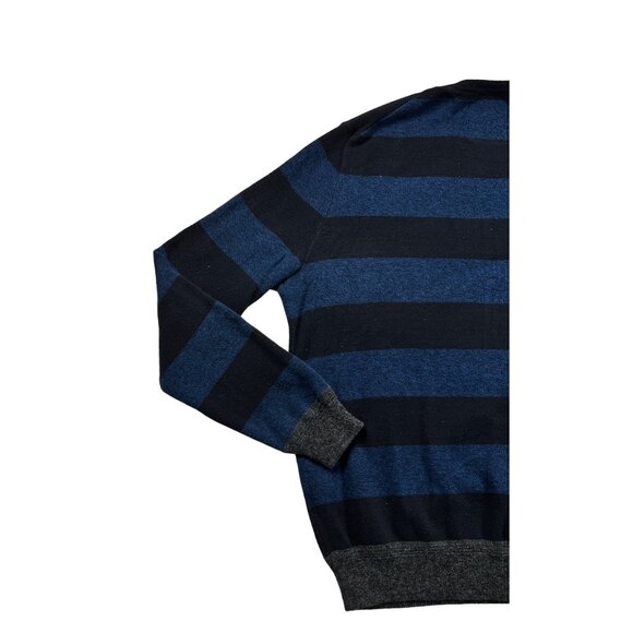 American Eagle Outfitters Sweater Men's L/S Crew Neck Striped Blue Black Large - Picture 8 of 12
